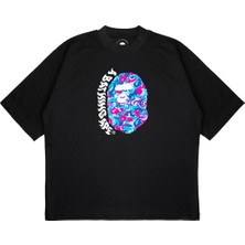 Pure Effect Unisex Oversize A Bathing Melted Baskılı Boxy Fit Kalın Kumaşlı T-Shirt