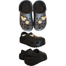 Famele's Cross Anatomik Taşlı Siyah Eva Plaj Deniz Günlük Çocuk Terlik 205