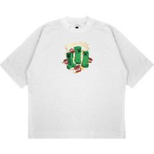 Pure Effect Unisex Oversize Mınecraft Creeper Holıday Baskılı Boxy Fit Kalın Kumaşlı (240GSM) T-Shirt