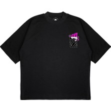 Pure Effect Unisex Oversize Off Whıte Pınk Baskılı Boxy Fit Kalın Kumaşlı T-Shirt