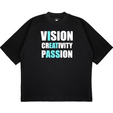 Pure Effect Unisex Oversize Vısıon Creatıvıty Baskılı Boxy Fit Kalın Kumaşlı T-Shirt