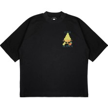 Pure Effect Unisex Oversize Casablanca Tenıs Top Kadeh Baskılı Boxy Fit Kalın Kumaşlı (240GSM) T-Shirt