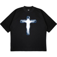 Pure Effect Unisex Oversize Jılet Silüet Baskılı Boxy Fit Kalın Kumaşlı T-Shirt