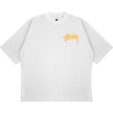 Pure Effect Unisex Oversize Stussy Metal Zar Baskılı Boxy Fit Kalın Kumaşlı (240GSM) T-Shirt