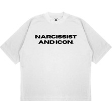Pure Effect Unisex Oversize Narcıssıst And Icon Baskılı Boxy Fit Kalın Kumaşlı T-Shirt