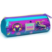 Uravas Store Coral High Pembe Turkuaz Kulaklık Paten Üç Bölmeli Kalem Çantası - Kız Çocuk