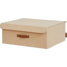 Esranın Dünyası Jüt Keten Kumaş Kapaklı Depolama Kutusu, 48 x 40 x 19 cm