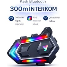 Deanb Y20MAX Ipx6 Su Geçirmez Kask Kulaklığı 2 Kişi 300M Intercom Bluetooth 5.3 Rgb Gürültü Engelleme