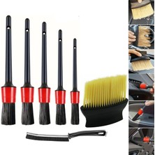Delixa ® 7' Araç Içi Temizlik Fırça Seti Fırçası Yumuşak Toz Alma Klima Havalandırma Torpido Temizlik Aleti