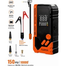 Auhma A8844 Jump Starter / Akü Takviye Cihazı | 4'ü 1 Arada Powerbank, Hava KOMPRESÖRÜ,10.000MAH 150PSI Turuncu