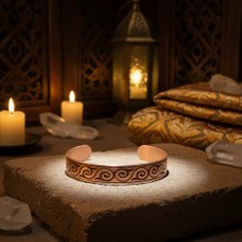 Home Vet El Işçiliği Saf Bakır Akıcı Dalga Motifli Ayarlanabilir Şifa Kelepçe Bileklik Unisex