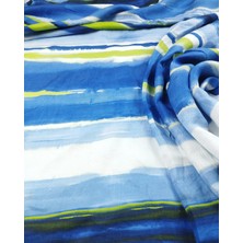Kumaş Parça Mavi, Yeşil, Beyaz Renk Geçişli Keten Viskon Kumaş 150X200CM