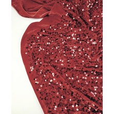 Kumaş Parça Kırmızı Renkte Kadife Pul Payet Kumaş 120X240CM