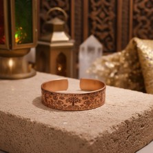 Home Otantik Saf Bakır Hayat Ağacı ve Mezopotamya Motifli Kelepçe Bileklik