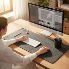 Delixa Keçe Bilgisayar Mouse Pedi 100X44 cm Antrasit Renk Çalışma Masası Düzenleyici 3 mm Kalınlık Masa Üst