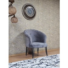 Sevinç Mobilya Tekli Teddy Siyah Boyalı Telli Ayak Çay Seti Koltuk Tekli Berjer , Balkon, Salon, Ofis