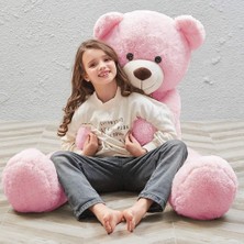 Delixa Peluş 120 cm Papyonlu Sevimli Ayı - Sevgiliye Özel Pembe