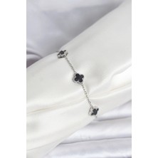 Uravas Store Çelik Gümüş Renk Siyah Baby Boy Yonca Bileklik