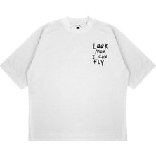 Pure Effect Unisex Oversize Look Mom I Can Fly Baskılı Boxy Fit Kalın Kumaşlı T-Shirt