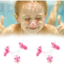 Delixa 2 Takım Pembe Kulak Burun Tıkayıcı Havuz Seti | Silikon Yüzücü Tıkaç Seti – Burun Klipsi & Kulak Tıp