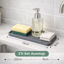 2' Li Su Tutucu Kaydırmaz Lavabo Organizer Mutfak Banyo Tezgah Üstü (23X9 Cm)
