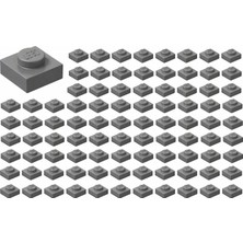 LEGO Yedek Parçalar: Plate: 100 Adet 1x1 Plate Parts, Plaka Parçası Koyu Gri - Dark Bluish Gray 3024