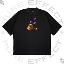 Pure Effect Unisex Oversize A Bathıng Ape Mılo Sleepy Baskılı Boxy Fit Kalın Kumaşlı T-Shirt