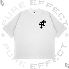 Pure Effect Unisex Oversize Crosses Baskılı Boxy Fit Kalın Kumaşlı T-Shirt