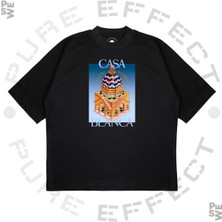 Pure Effect Unisex Oversize Casablanca Statü Babil Baskılı Boxy Fit Kalın Kumaşlı T-Shirt