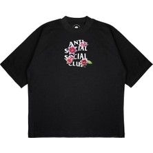 Pure Effect Unisex Oversize Antı Socıal Socıal Lotus Baskılı Boxy Fit Kalın Kumaşlı T-Shirt