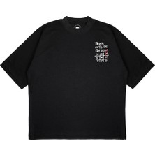 Pure Effect Unisex Oversize Think Outside The Box Baskılı Boxy Fit Kalın Kumaşlı T-Shirt