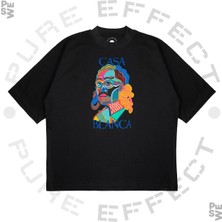 Pure Effect Unisex Oversize Casablanca Adam Sılüet Baskılı Boxy Fit Kalın Kumaşlı T-Shirt