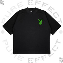 Pure Effect Unisex Oversize Vlone Tavşan Yeşil Baskılı Boxy Fit Kalın Kumaşlı T-Shirt