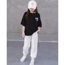 Punix Kids Özel Üretim Ever Baskılı %100 Pamuk Kısa Kollu Yazlık Hip Hop Sokak Modası Kız Çocuk Eşofman Takımı