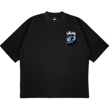 Pure Effect Unisex Mavı Bılardo Topu Baskılı Boxy Fit Kalın Kumaşlı T-Shirt