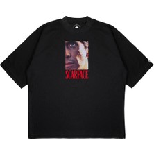 Pure Effect Unisex Oversize Scarface V2 Baskılı Boxy Fit Kalın Kumaşlı T-Shirt