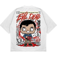 Pure Effect Unisex Oversize Evıl Dead Sırt Baskılı Boxy Fit Kalın Kumaşlı T-Shirt