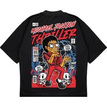 Pure Effect Unisex Oversize Mıchael Jackson Thrıller Sırt Baskılı Boxy Fit Kalın Kumaşlı T-Shirt