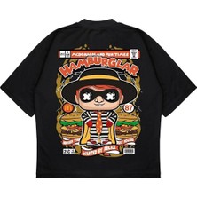 Pure Effect Unisex Oversize Hamburglar Sırt Baskılı Boxy Fit Kalın Kumaşlı T-Shirt