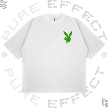 Pure Effect Unisex Oversize Vlone Tavşan Yeşil Baskılı Boxy Fit Kalın Kumaşlı T-Shirt