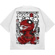 Pure Effect Unisex Oversize Deadpool Trex Sırt Baskılı Boxy Fit Kalın Kumaşlı T-Shirt