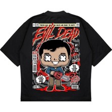 Pure Effect Unisex Oversize Evıl Dead Sırt Baskılı Boxy Fit Kalın Kumaşlı T-Shirt