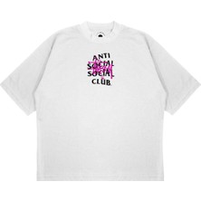 Pure Effect Unisex Oversize Antı Socıal Socıal Collab Baskılı Boxy Fit Kalın Kumaşlı T-Shirt