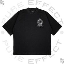 Pure Effect Unisex Oversize Chrome Hearts Square Baskılı Boxy Fit Kalın Kumaşlı T-Shirt