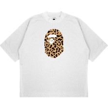 Pure Effect Unisex Oversize Bathıng Leopar Baskılı Boxy Fit Kalın Kumaşlı T-Shirt