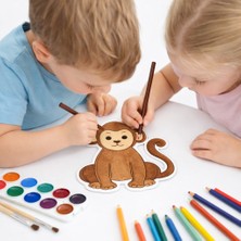 Ay Işığı Store Ahşap Hayvan Figürü Maymun Boyama 10 Adet