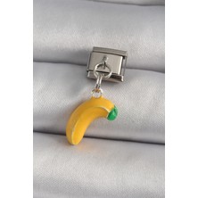 Uravas Store Çelik Gümüş Renk Sallantı Muz Model Nomination Charm