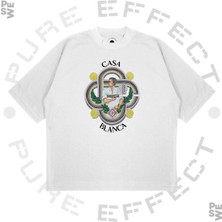 Pure Effect Unisex Oversize Casablanca Adam Tennıs Baskılı Boxy Fit Kalın Kumaşlı T-Shirt