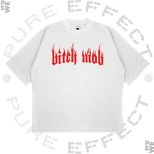 Pure Effect Unisex Oversize B*tch Mob Baskılı Boxy Fit Kalın Kumaşlı T-Shirt
