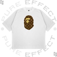 Pure Effect Unisex Oversize A Bathıng Ape Louıs Baskılı Boxy Fit Kalın Kumaşlı T-Shirt